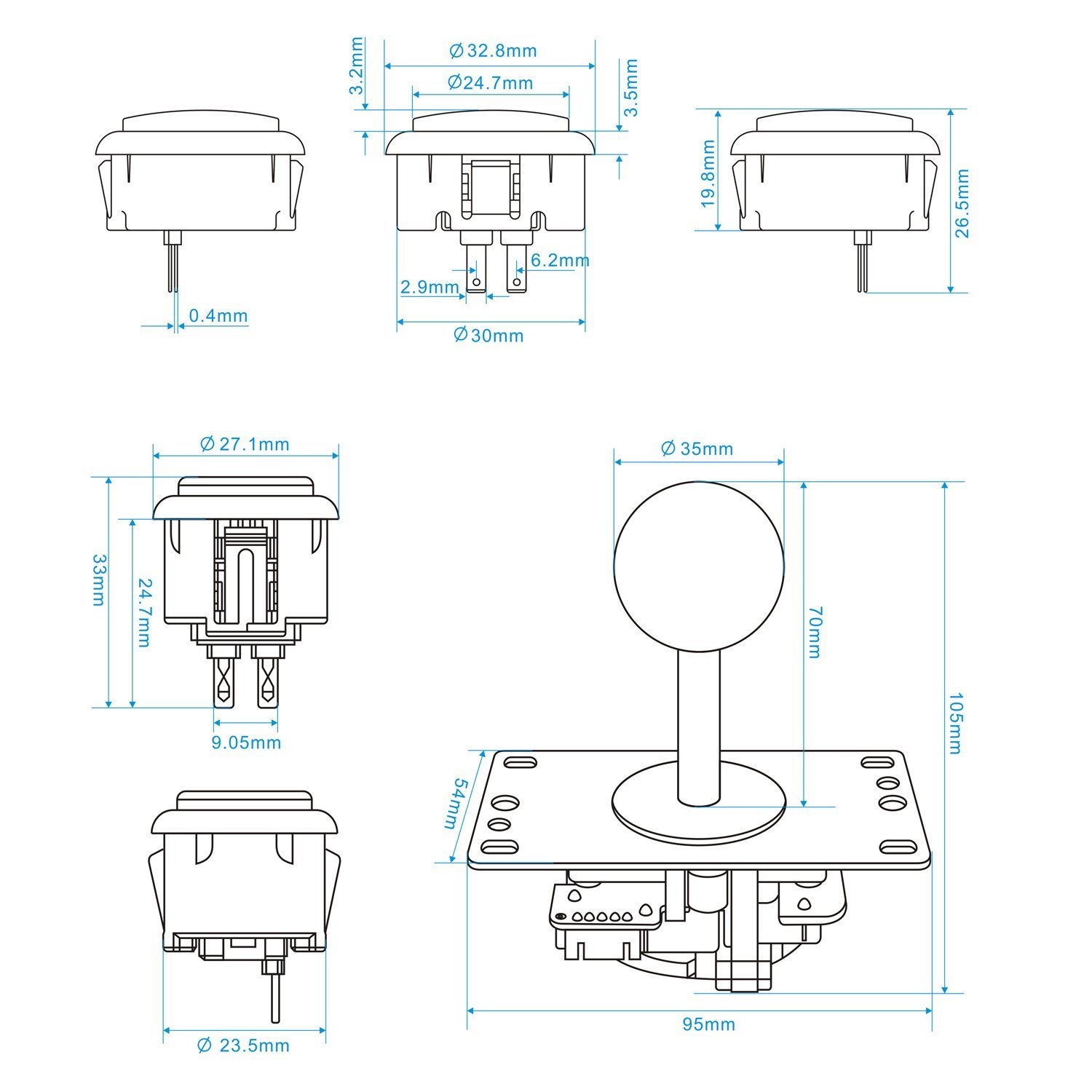 SJ@JX 2 Player Arcade DIY Kit  - огляд і ціна Arcade Button Kit